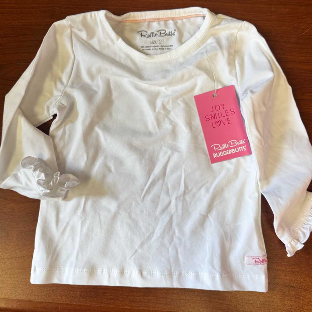 Ruffle Butts Classic White Long Sleeve Tee